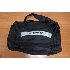Vintage Nike Duffle Bag Black Gray Nylon Medium Size Gym Sports Tennis 90's EUC